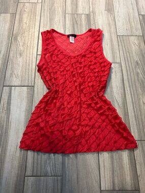 Agenda Red Layered Ruffle Sleeveless Tank Top  Women’s XL Festive Festival Boho